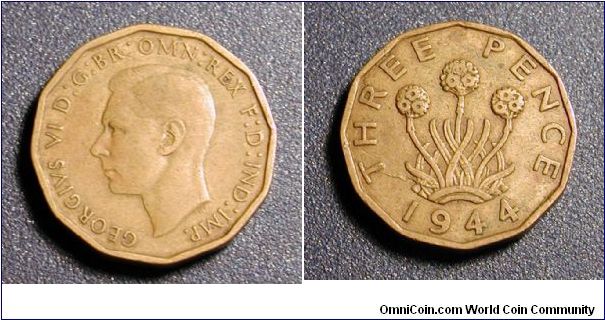 1944 British Three Pence