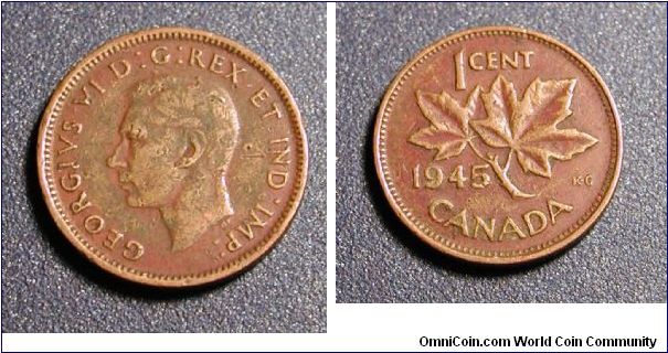 1945 Canada Cent, Toned