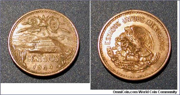 1944 Mexico 20 Cents