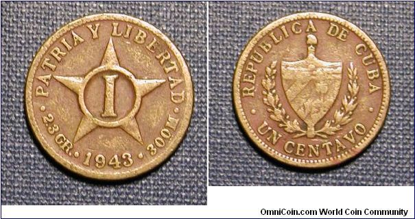 1943 Cuba 1 Centavo