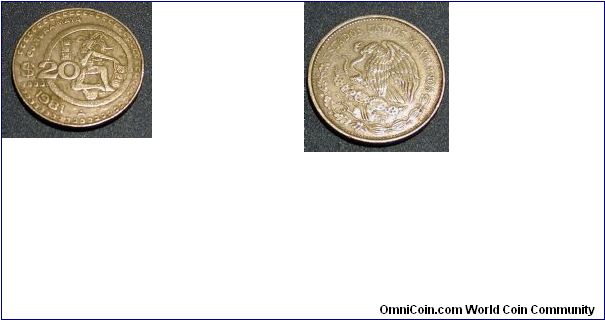 1981 Mexico 20 Pesos, Lettered Edge
