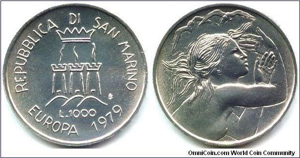 San Marino, 1000 lire 1979.
European Unity.