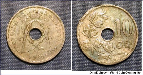 1929 Belgium 10 Cents