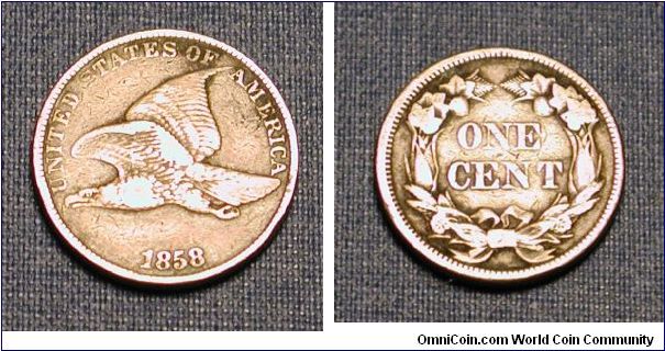 1858 Flying Eagle Cent, Large Letters