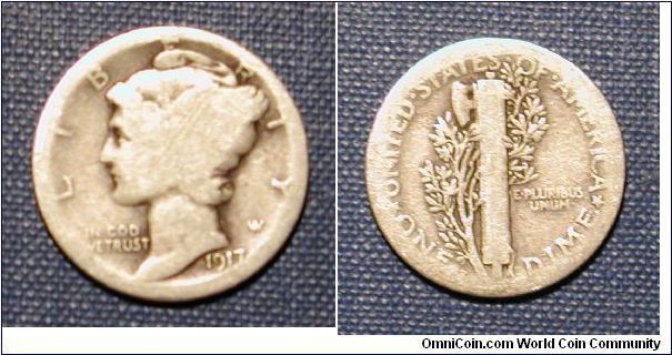 1917-S Mercury Dime