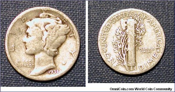 1936 Mercury Dime