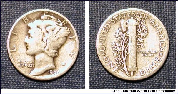 1940 Mercury Dime