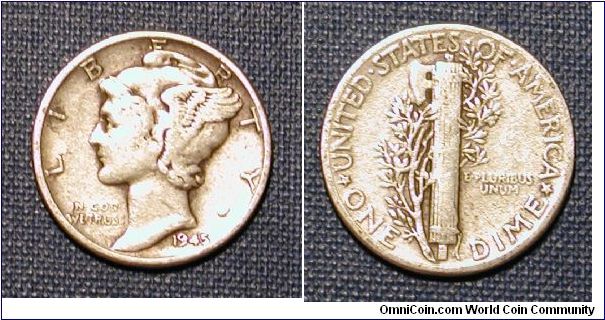 1945 Mercury Dime