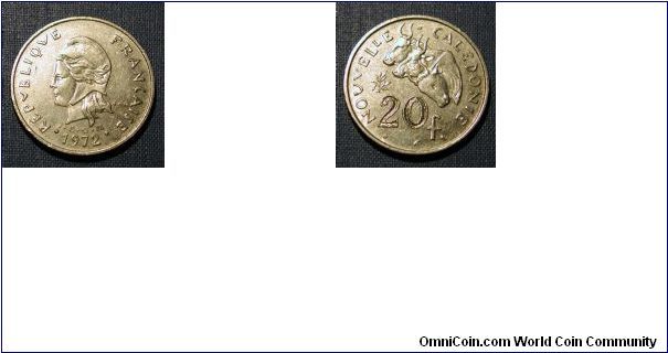 1972 New Caledonia 20 Francs