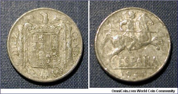 1945 Spain 10 Cents