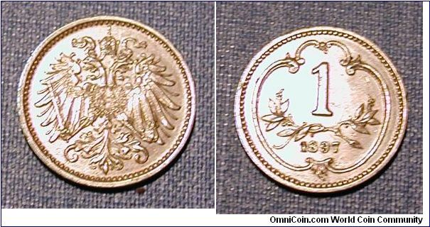 1897 Austria 1 Heller