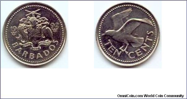 Barbados, 10 cents 1992.