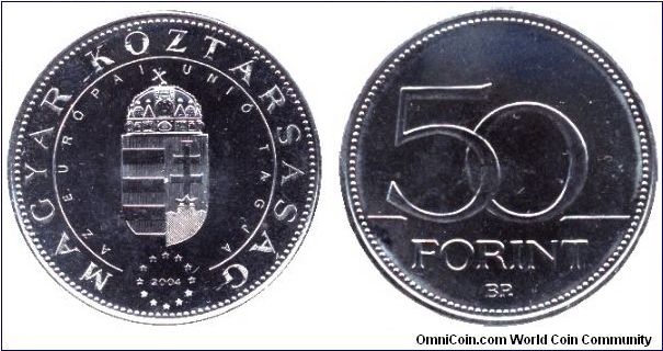 Hungary, 50 forint, 2004, Cu-Ni, Commemorating the Joining of the European Union.                                                                                                                                                                                                                                                                                                                                                                                                                                   