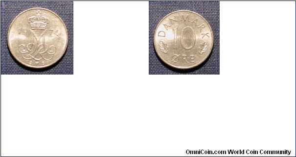 1974 Denmark 10 Ore