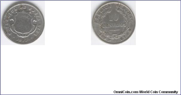 1917 Costa Rica 10 Centavos (Silver)
