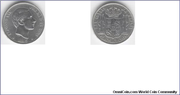 1885 Spain 50 Centavos (Silver)