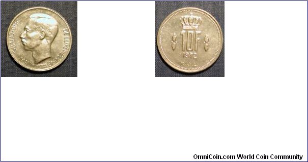 1972 Luxembourg 10 Francs