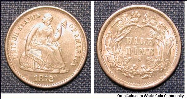 1872-S Seated Liberty Half Dime