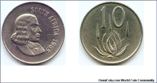 South Africa, 10 cents 1965.
Jan van Riebeek.