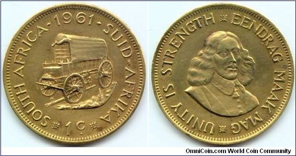 South Africa, 1 cent 1961.
Jan van Riebeek.