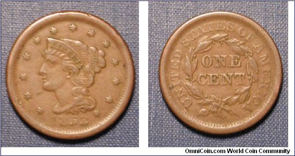 1853 Braided Hair Large Cent