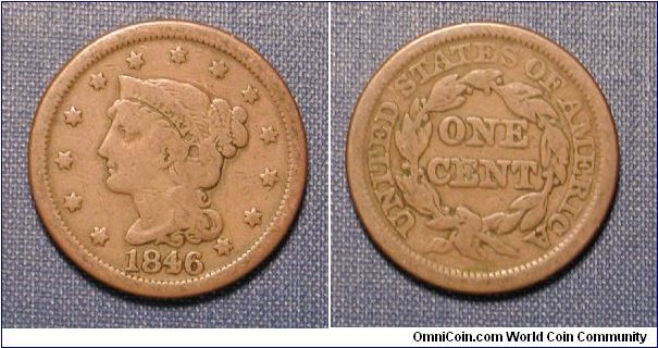 1846 Braided Hair Large Cent