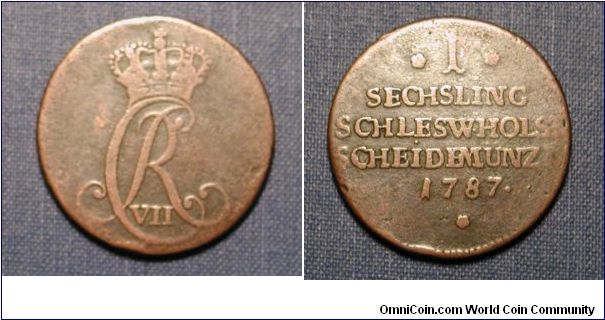 1787 German States, Schleswig-Holstein 1 Sechsling