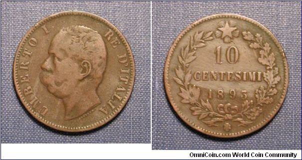 1893 Italy 10 Centesimi