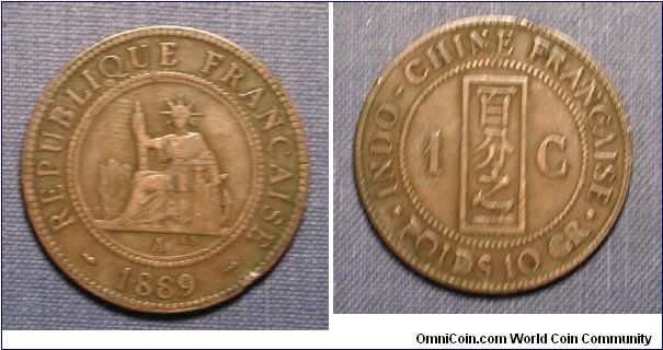 1889 French Indo-China 1 Cent