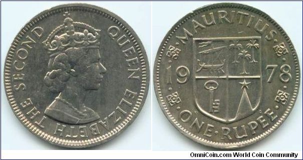 Mauritius, 1 rupee 1978.
Queen Elizabeth II.