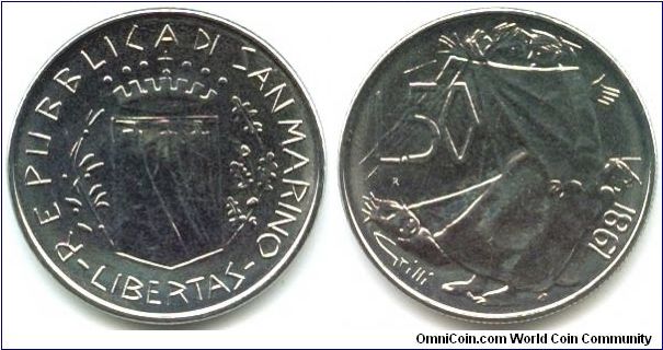 San Marino, 50 lire 1981.