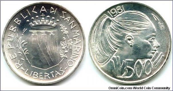 San Marino, 500 lire 1981.