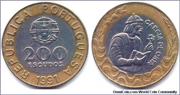 Portugal, 200 escudos 1991.
Garcia de Orta.