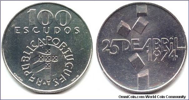 Portugal, 100 escudos 1976.
1974 Revolution.