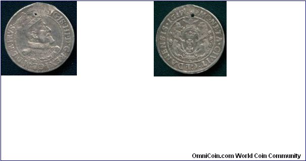 1/4 Taler (Ort) Danzig 1617 pierced