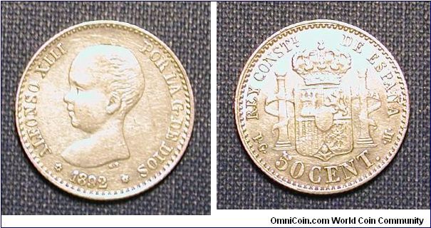 1892 Spain 50 Cents