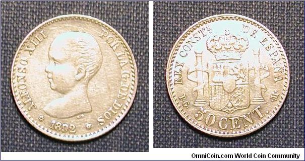 1892 Spain 50 Cents