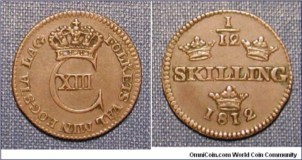 1812 Sweden 1/12 Skilling