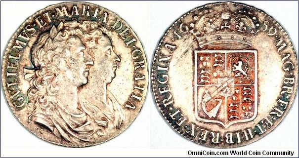 Halfcrown with conjoined heads of William III and Mary II
Images copyright Chard