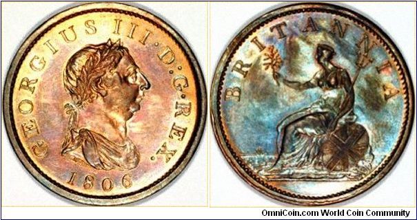 George III penny, with mint lustre on obverse but toned on reverse.
Images copyright Chard