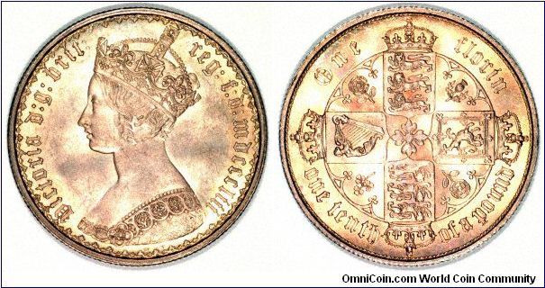 Gothic style florin dated 1853. The date is in Roman numerals mdcccliii leading many people to believe there is no date!
We have now replaced our original images with 300x300 pixel ones.