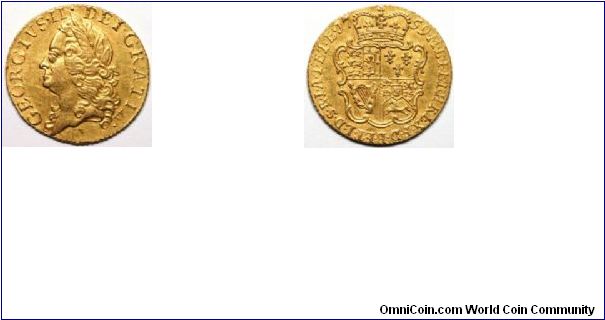 Gold half guinea of George II 1759.