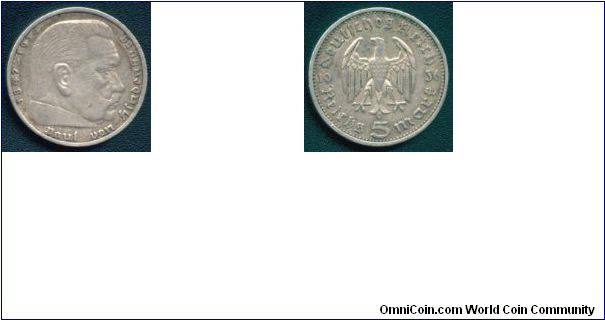 5 Reichsmark 1936 E