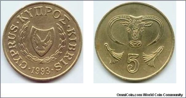 Cyprus, 5 cents 1993.