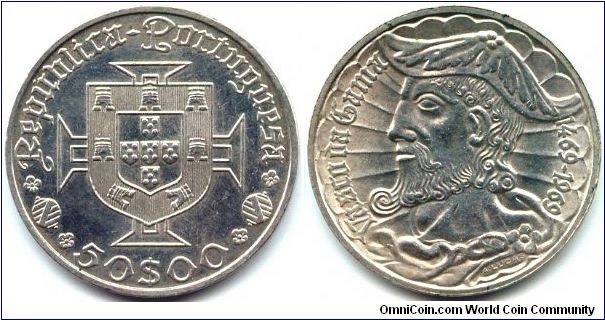 Portugal, 50 escudos 1969. 500th Anniversary - Birth of Vasco da Gama.
