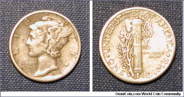 1942-D Mercury Dime