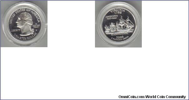 2000 Virginia Quarter, S mint proof.