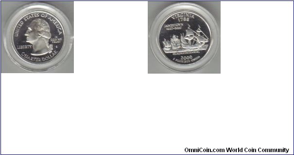 2000 Virginia Quarter, S mint proof.