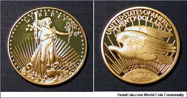 1933 Gold Double Eagle, Re-Strike.  Received as gift.