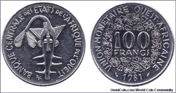 West African States, 100 francs, 1981, Ni.                                                                                                                                                                                                                                                                                                                                                                                                                                                                          